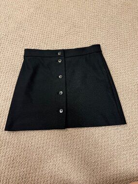 Aritzia Wilfred Black Mini Skirt Button Tai Size 10